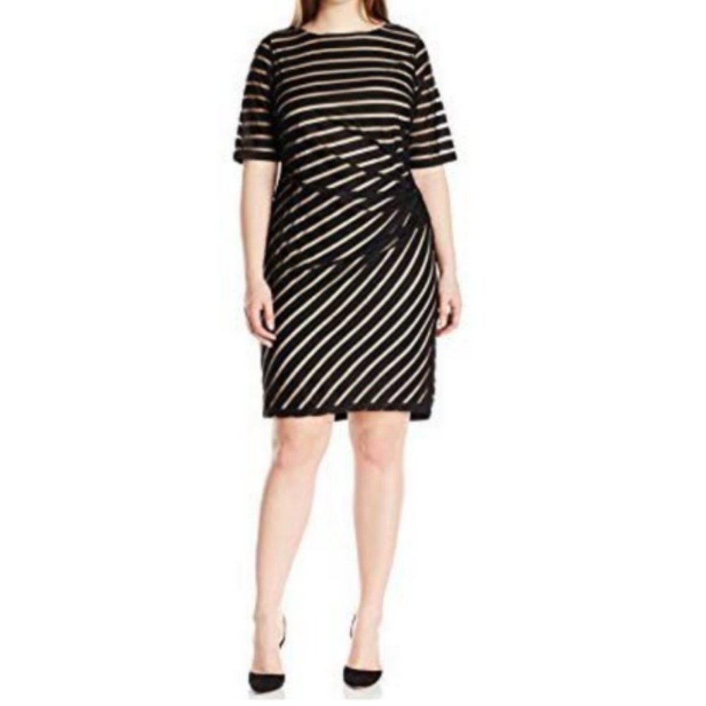 Nude With Sheer Overlay Dress NWT Plus Size